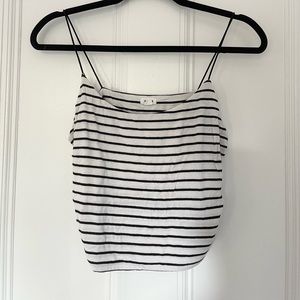 garage black and white cropped tank